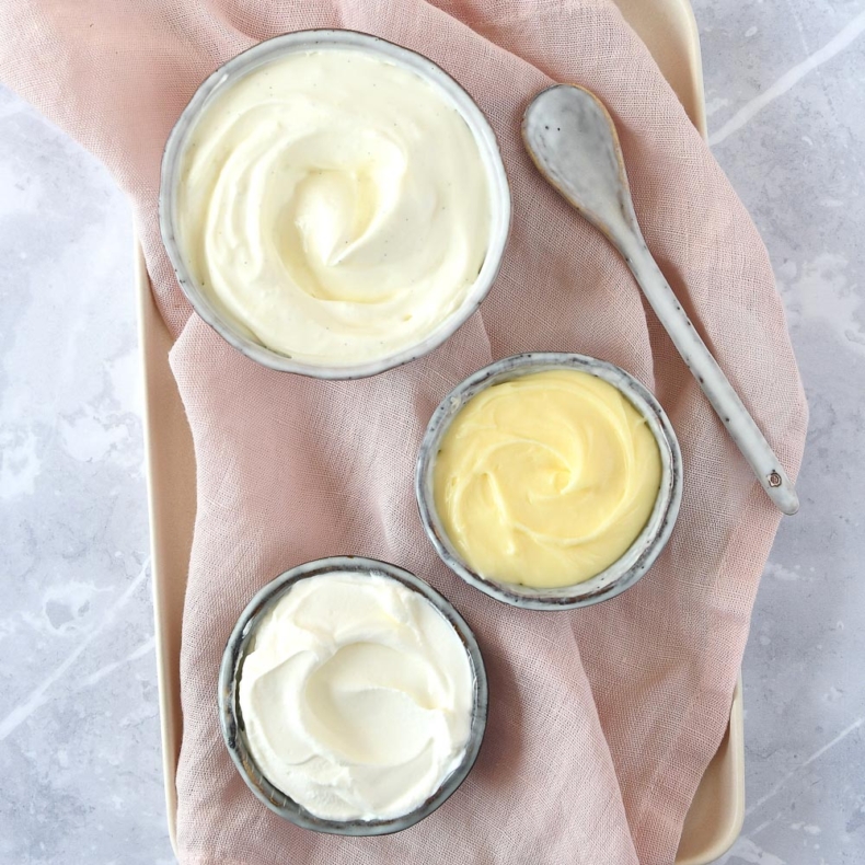 Different types of cream for baking