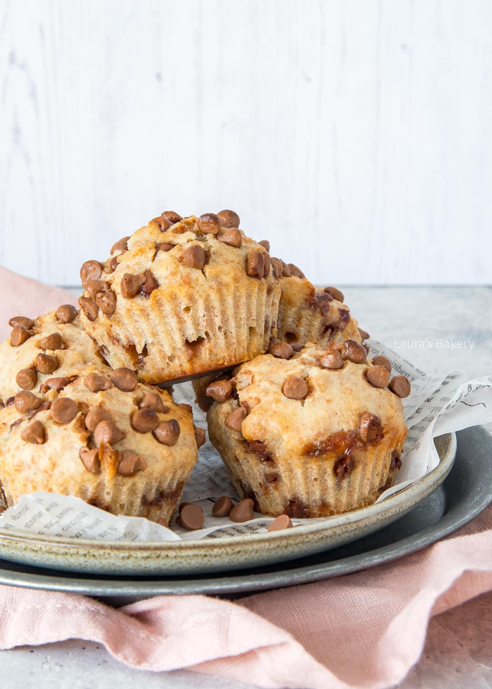 Healthy whole wheat chocolate chip muffins