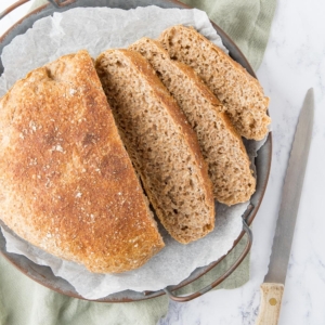 Whole wheat no knead bread