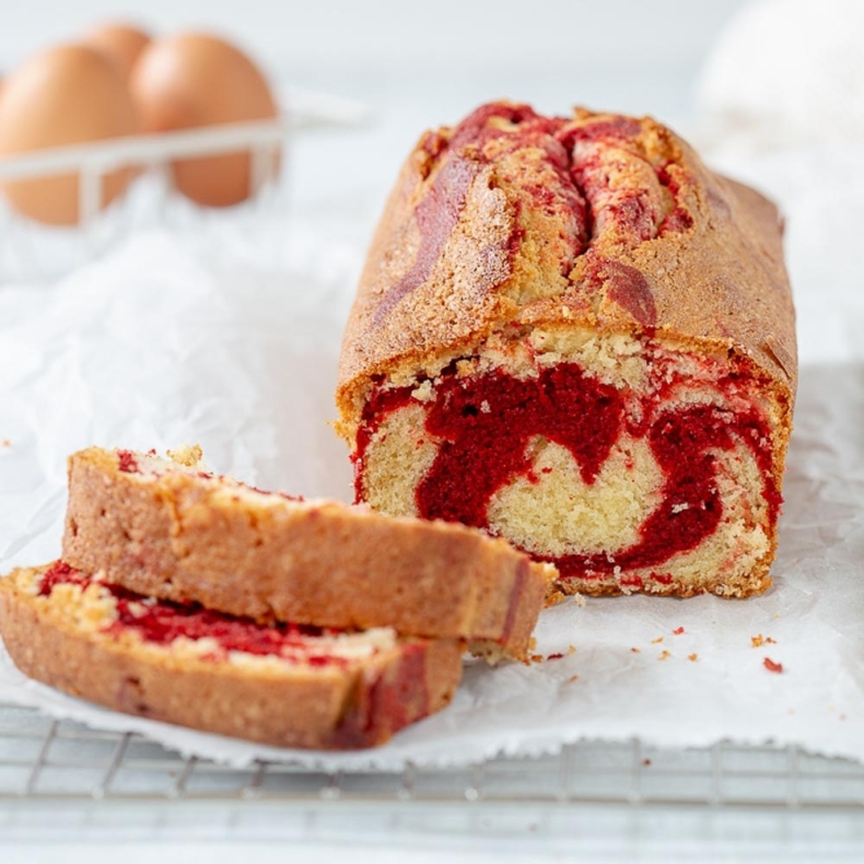 Red Velvet marble loaf cake recipe