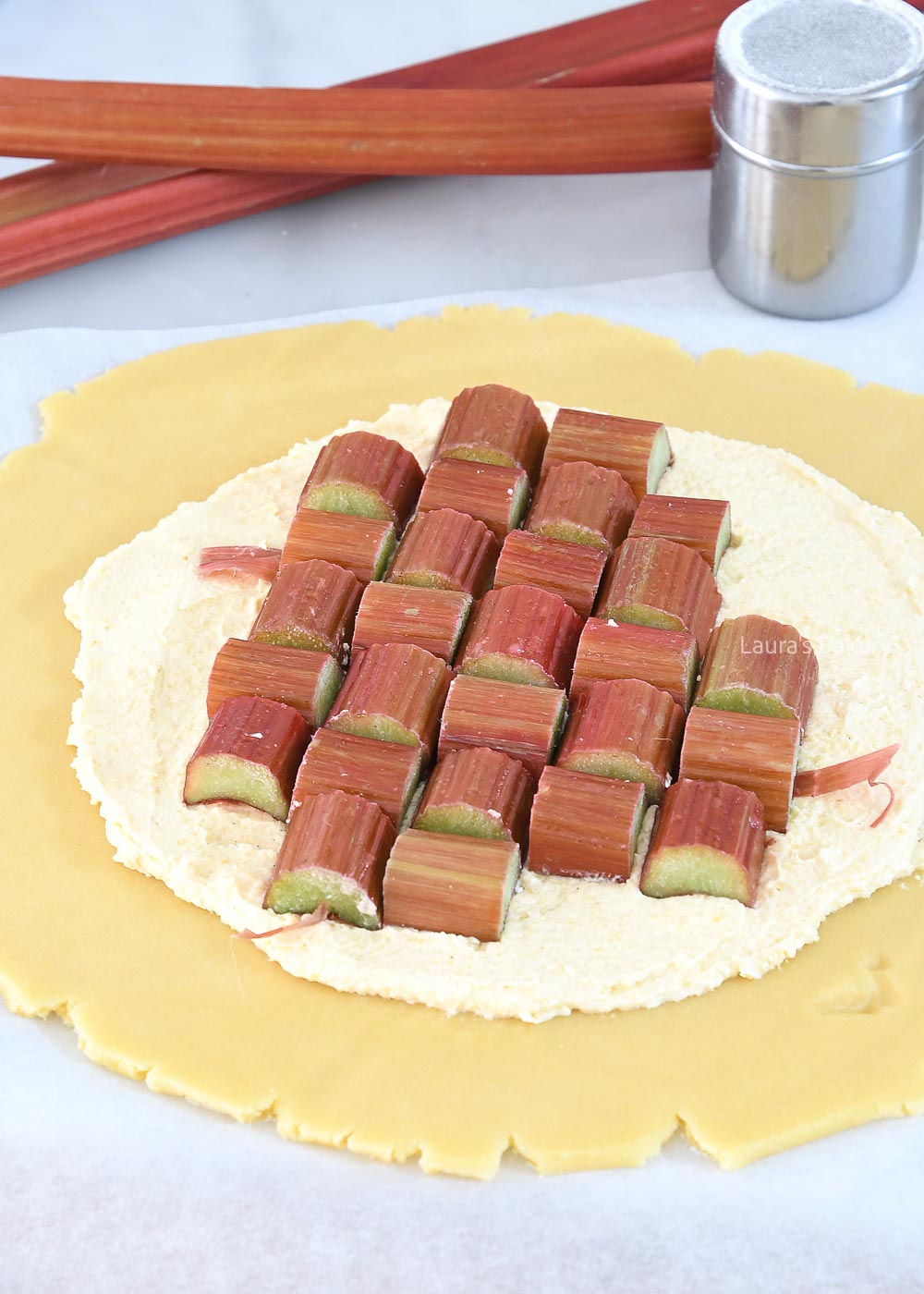 Frangipane with rhubarb